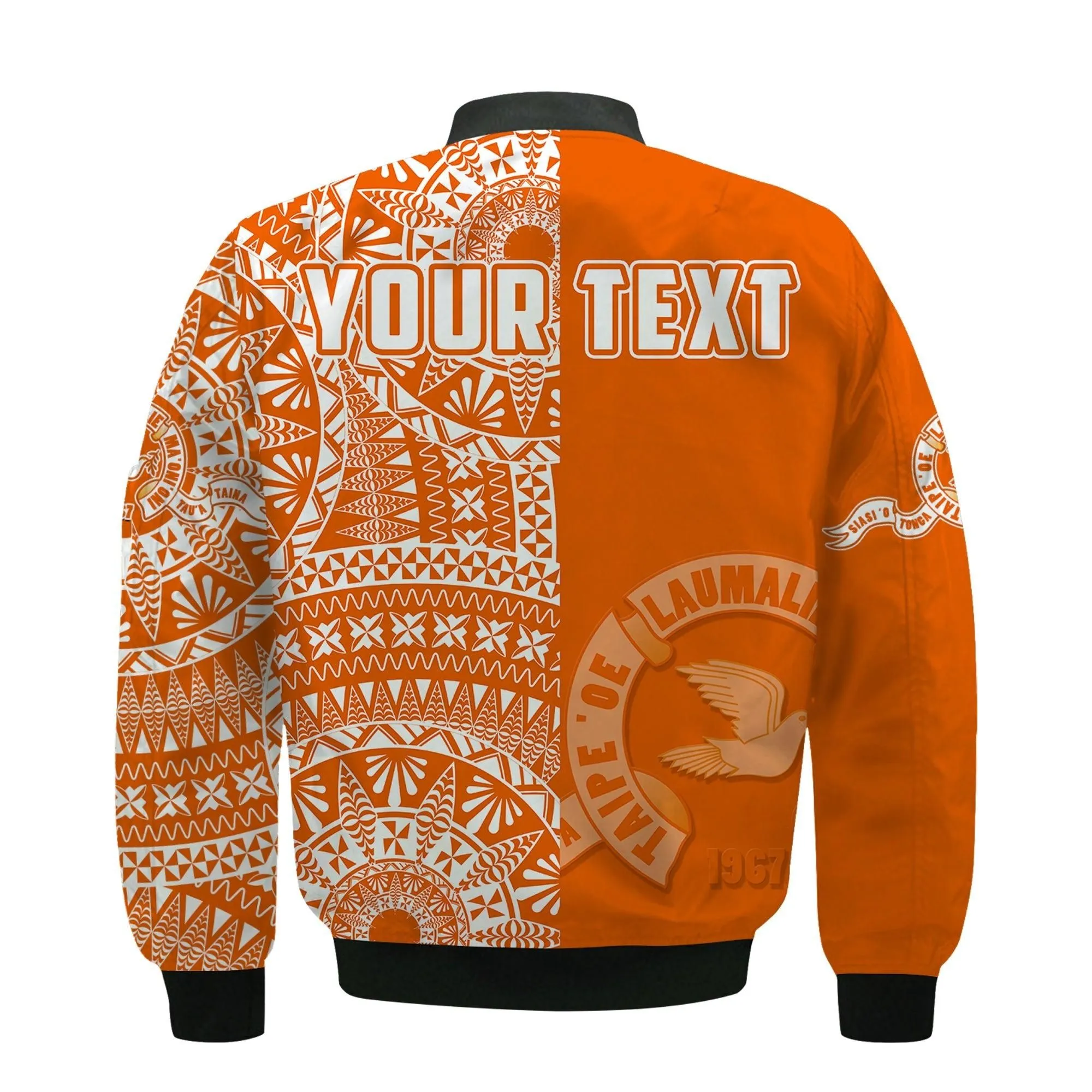 (Custom Personalised) Tailulu Tonga College Bomber Jacket Tongan Ngatu Pattern LT14