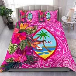 Guam Bedding Set - Hibiscus Polynesian Pattern Pink Version
