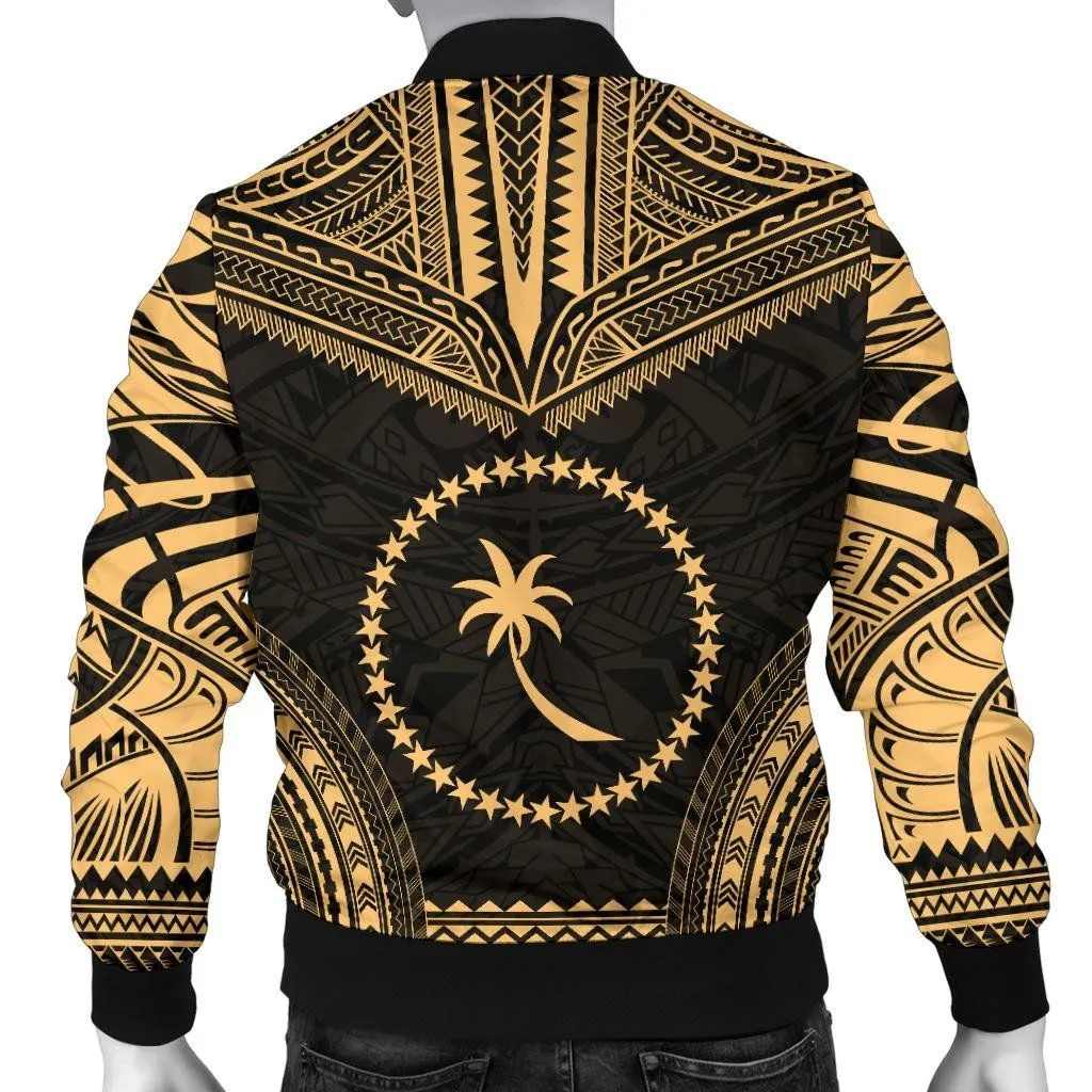 Chuuk Polynesian Chief Men's Bomber Jacket - Gold Version - Bn10