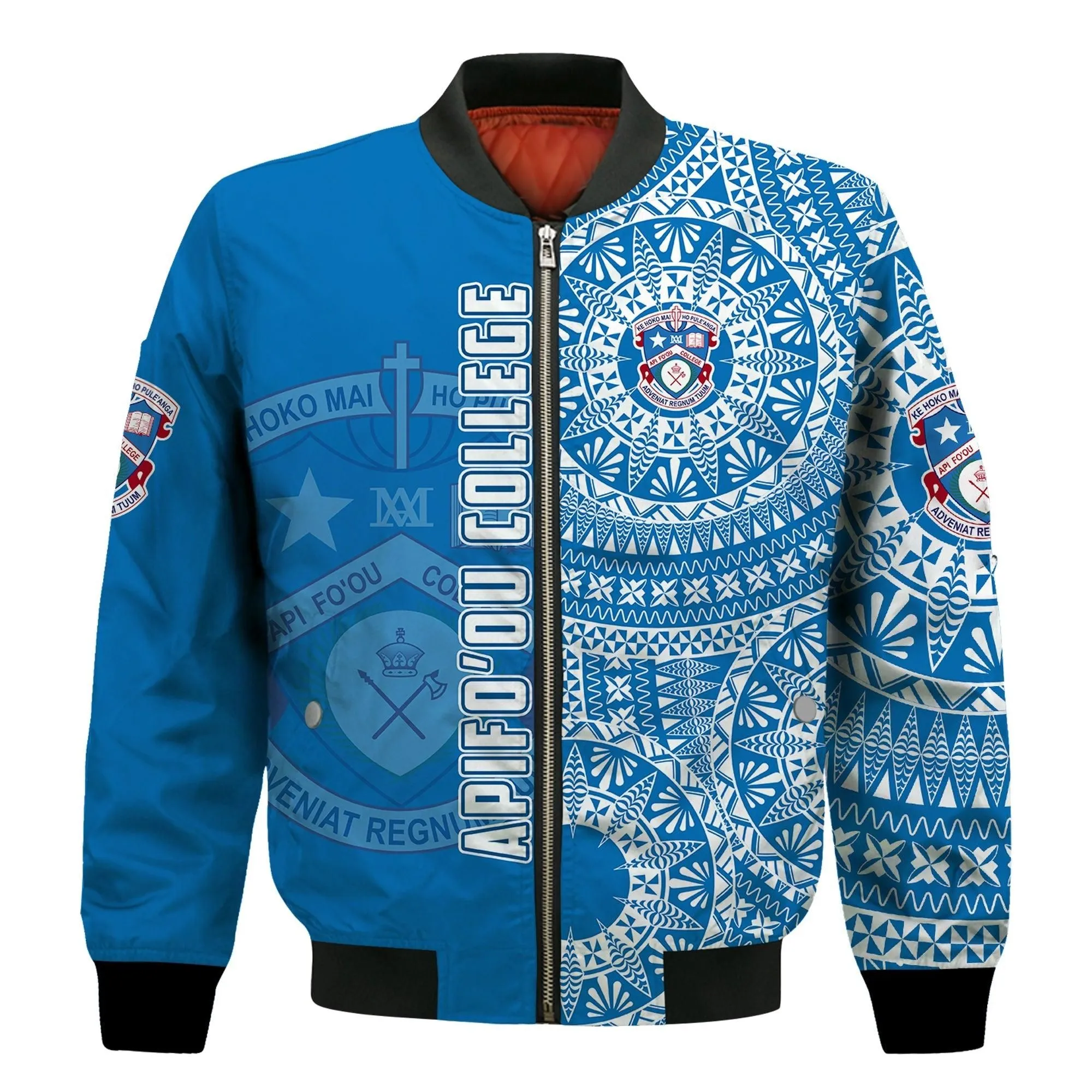 (Custom Personalised) Apifoou Tonga College Bomber Jacket Tongan Ngatu Pattern LT14
