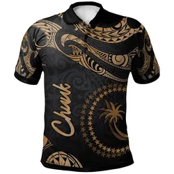 Chuuk Polynesian Polo Shirt - Poly Tattoo Gold Version