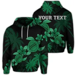 (Personalised) Hawaii Turtle Plumeria Coconut Tree Polynesian Hoodie - Green