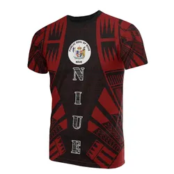 Niue T shirt - Niue Seal Polynesian Tattoo Red Style