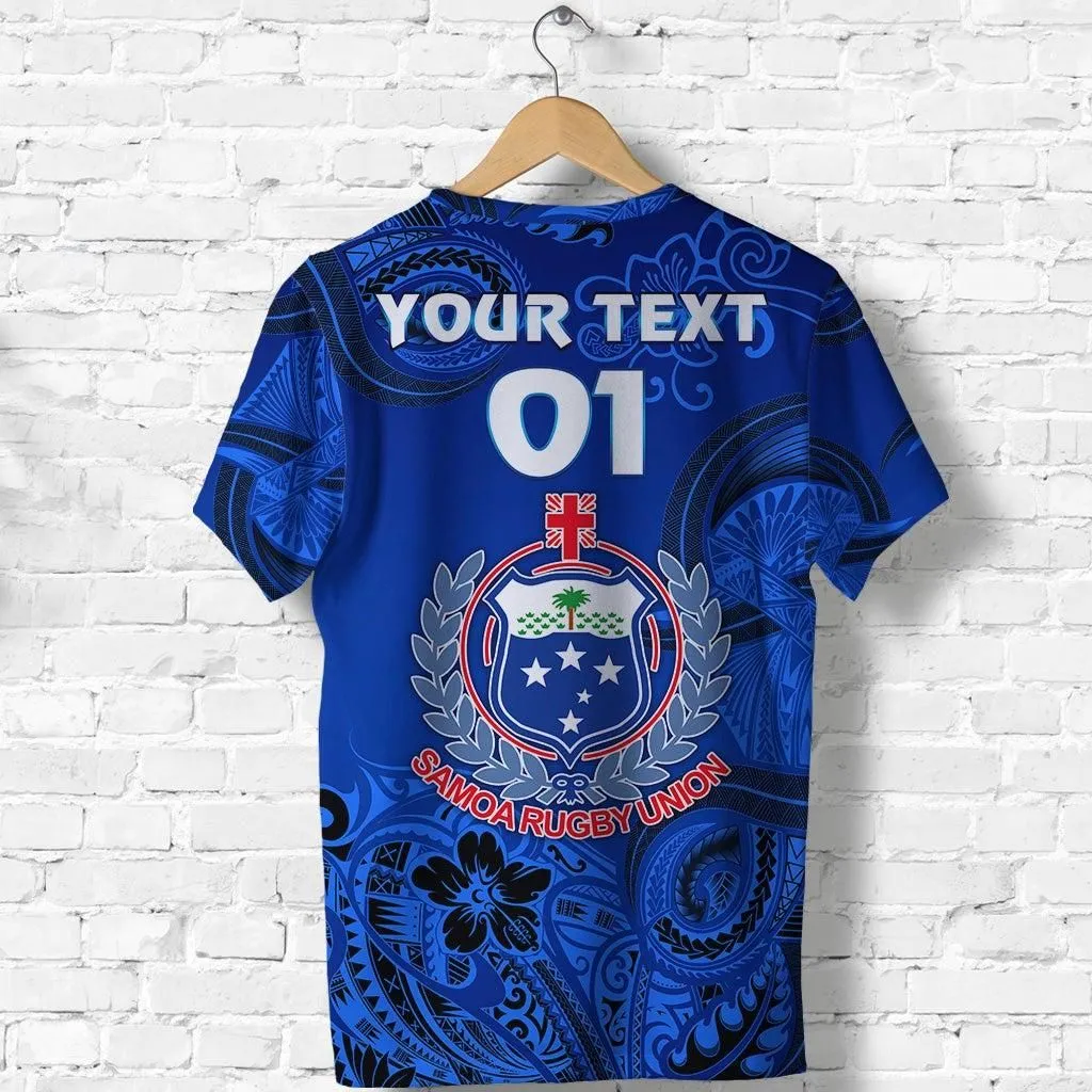 (Custom Personalised) Samoa Manu T Shirt Rugby Unique Style - Full Blue LT8