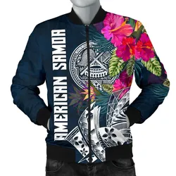 American Samoa Men's Bomber Jacket - Polynesian Hibiscus with Summer Vibes - BN15