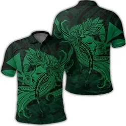 Alohawaii Shirt - Hawaiian Map Hula Girl Hibiscus Kanaka Polynesian Polo Shirt - Green - AH - J4R