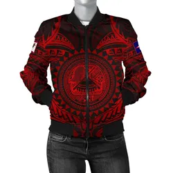 American Samoa Polynesian Women's Bomber Jacket - Red Seal - BN18