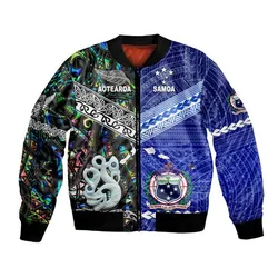(Custom Personalised) Samoa And New Zealand Bomber Jacket Together - Paua Shell LT8