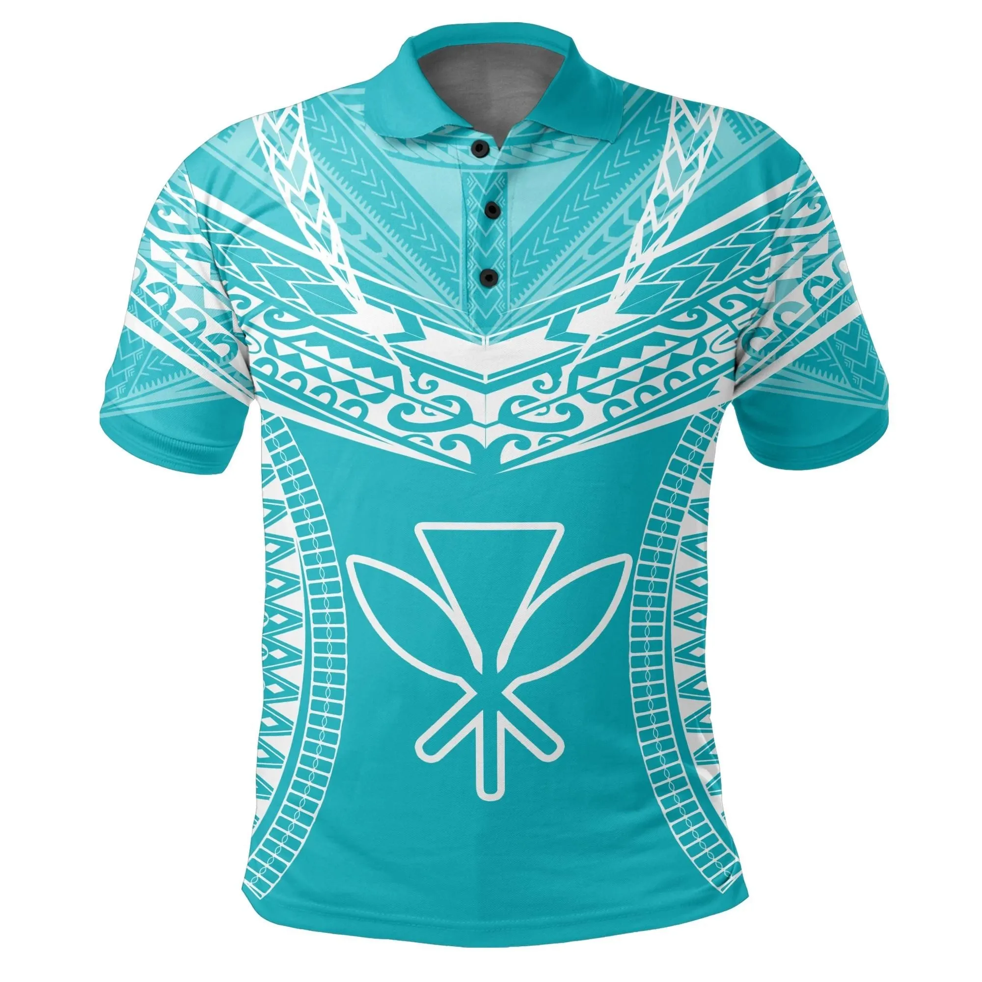 Alohawaii Shirt - Hawaiian Kanaka Map Football Jersey Polo Shirt - Cyan - Roger Style - AH - J2