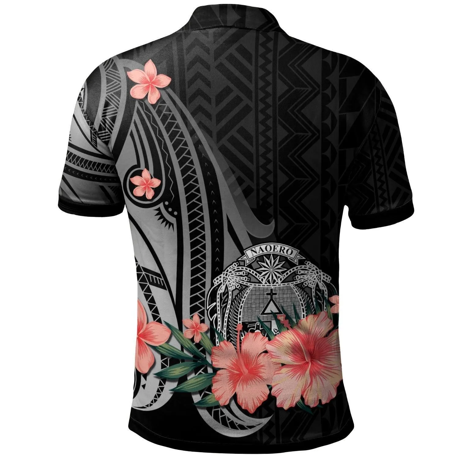 Nauru Personalised Custom Polo Shirt - Polynesian Hibiscus Pattern Style