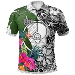 Yap Polo Shirt White - Turtle Plumeria Banana Leaf - BN11