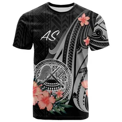 American Samoa T Shirt - Polynesian Hibiscus Pattern Style