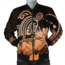 Hawaii Turtle Map Polynesian Bomber Jacket Safety Orange