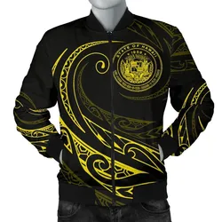 Hawaii Coat Of Arms Polynesian Mens Bomber Jacket - Yellow - Frida Style