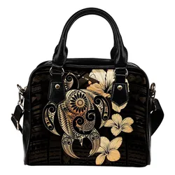 Hibiscus Plumeria Mix Polynesian Orange Turtle Shoulder Handbag