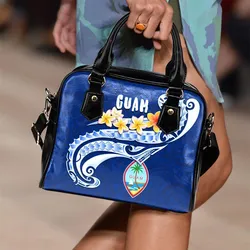 Guam Personalised  Shoulder Handbag - Guam Seal Polynesian Patterns Plumeria (Blue)