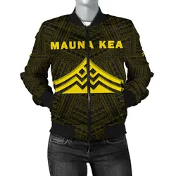 Hawaii Mauna Kea Polynesian Womens Bomber Jacket Yellow