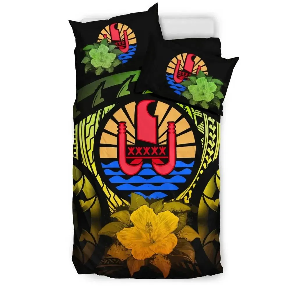 FamilyGater Bedding Set - Cover and Pillow Cases Tahiti Reggae Hibiscus A02