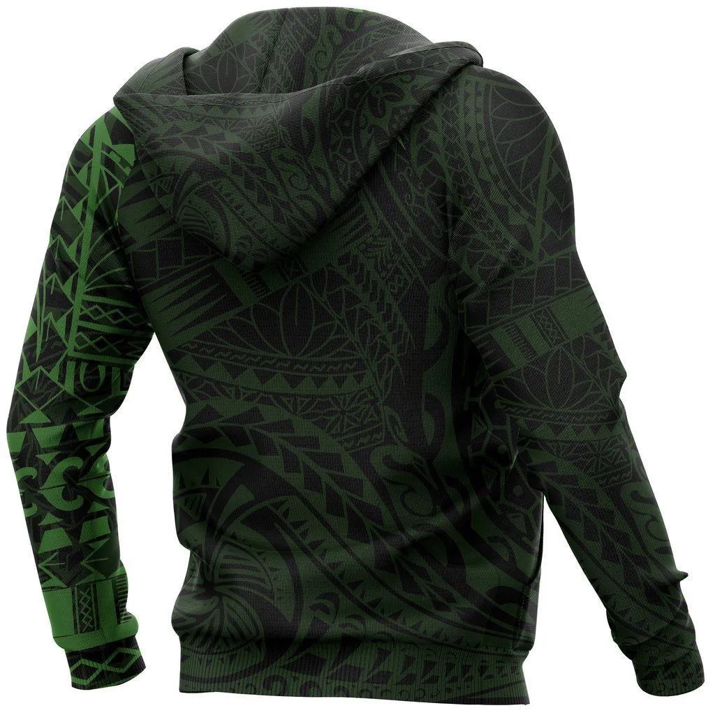 Polynesian Tattoo Style Hoodie - Green NVD1344