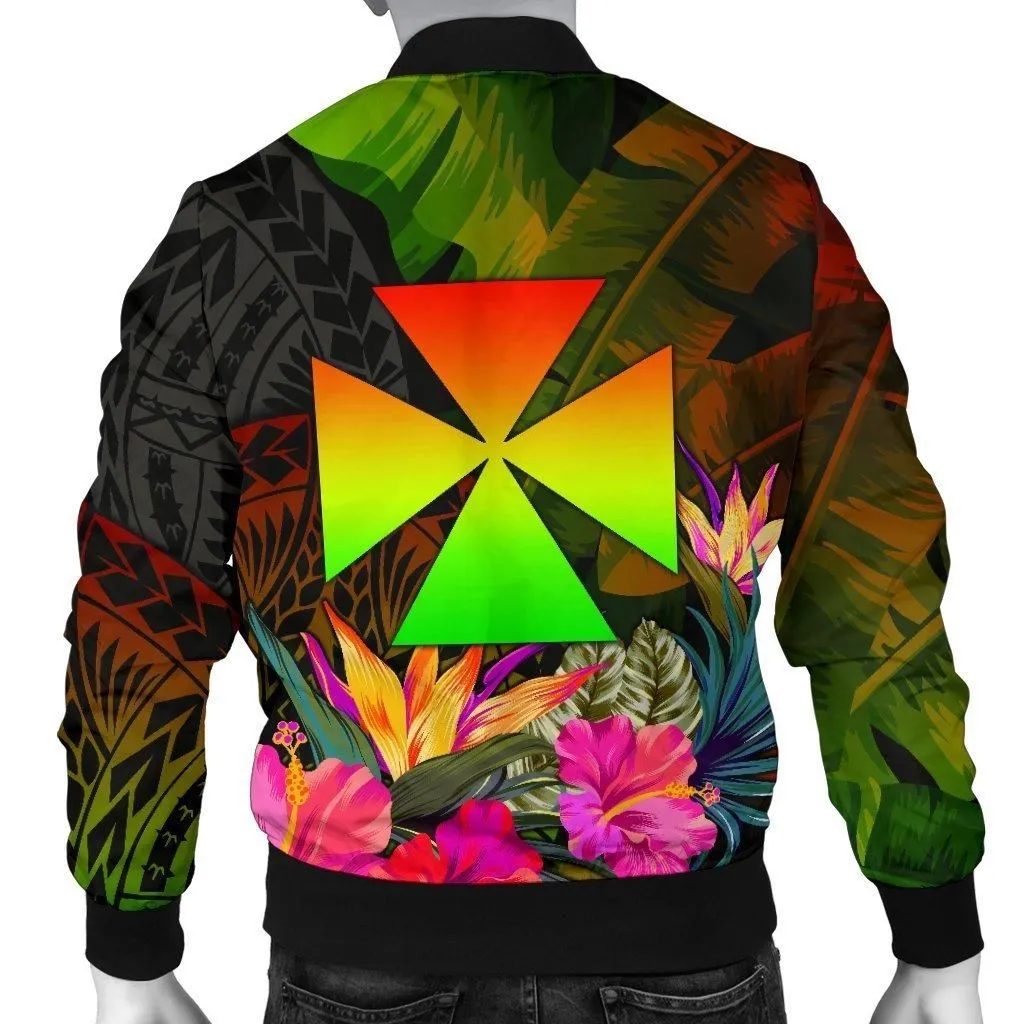 Wallis and Futuna Polynesian Personalised Mens Bomber Jacket - Hibiscus and Banana Leaves