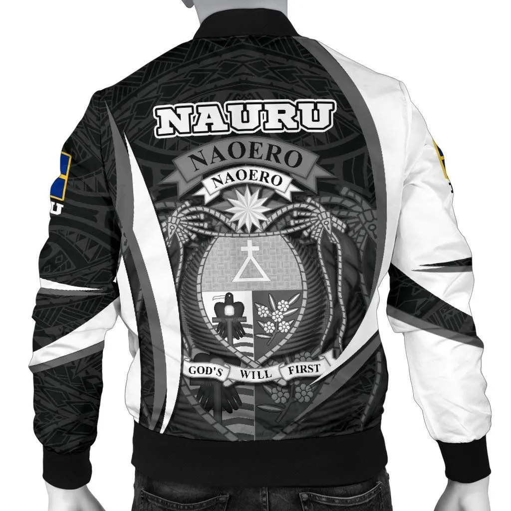 Nauru Polynesian Bomber Jacket (Men) - Nauru Spirit (White) - BN15