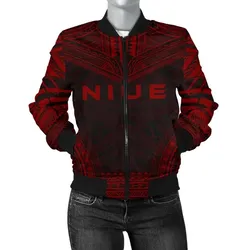 FamilyGaterJacket - Bomber Jacket Niue Polynesian Chief - Red Version - Bn10