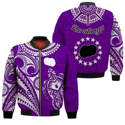 Rarotonga Cook Islands Bomber Jacket Turtle and Map Style Purple LT13