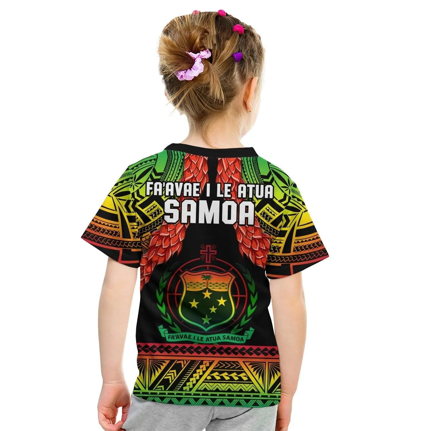 Samoa Rugby T Shirt KID Teuila Torch Ginger Gradient Style LT14