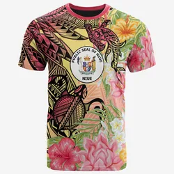 Niue T-Shirt - Flowers Tropical With Sea Animals
