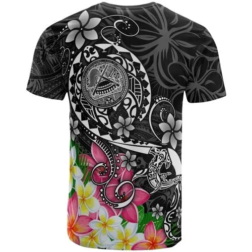 American Samoa Polynesian T-Shirts - Turtle Plumeria (Black)