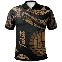 Tahiti Polynesian Polo Shirt - Poly Tattoo Gold Version