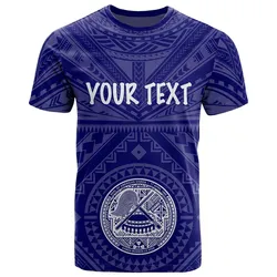 American Samoa Personalised T Shirt - Seal In Polynesian Tattoo Style ( Blue)