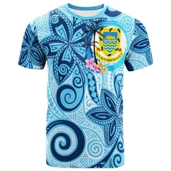 Tuvalu T shirt - Tribal Plumeria Pattern