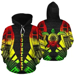Turtle Polynesian Personalised Custom Hoodie - Reggae Tattoo