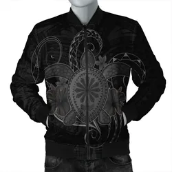 Alohawaii Jacket - Hawaii Turtle Hibiscus Polynesian Bomber Jacket - Full Style - Gray - AH - J4R