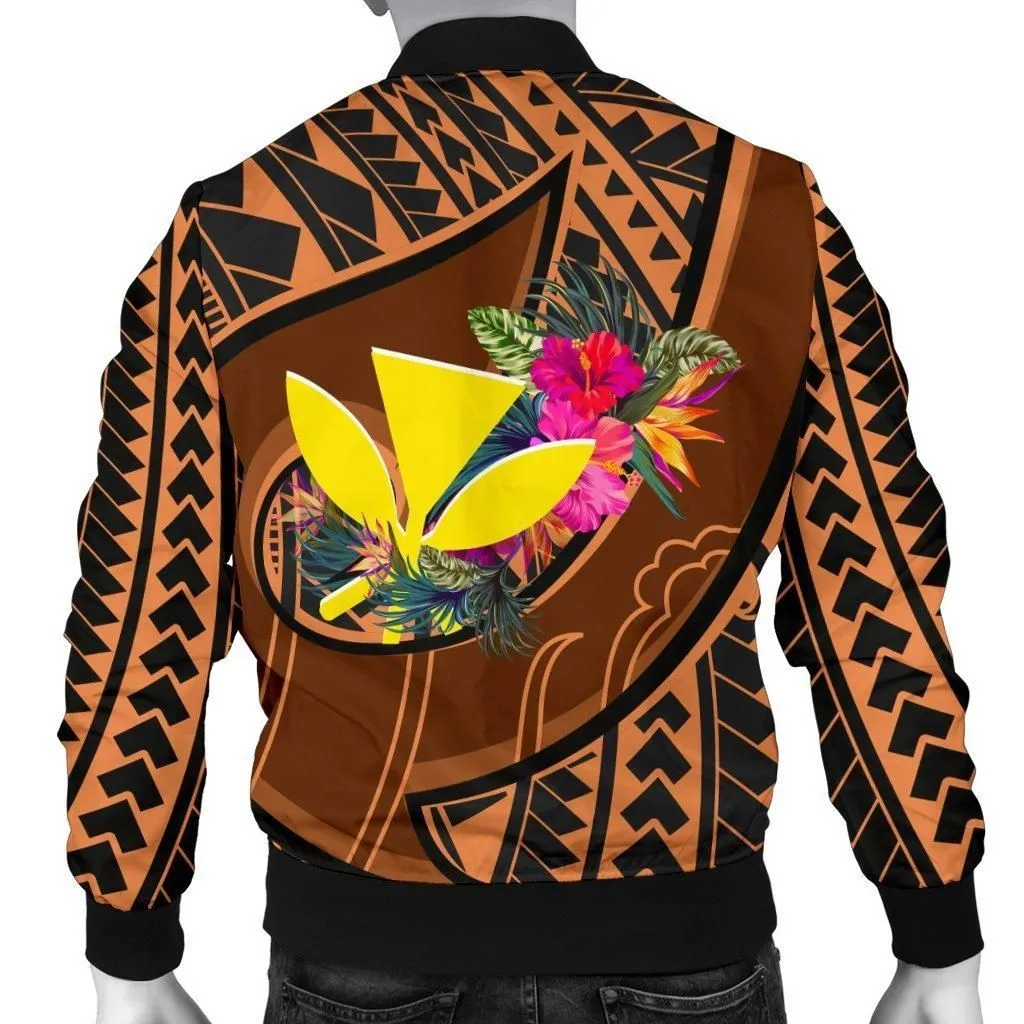 Hawaii Kanaka Maoli Mens Bomber Jacket - Polynesian Hook And Hibiscus