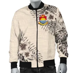 Kiribati Mens Bomber Jacket - The Beige Hibiscus