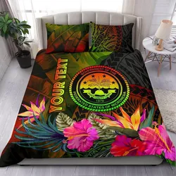 Federated States of Micronesia Polynesian Personalised Bedding Set -  Hibiscus and Banana Leaves - BN15
