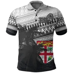Fiji Rugby Makare And Tapa Patterns Polo Shirt Black