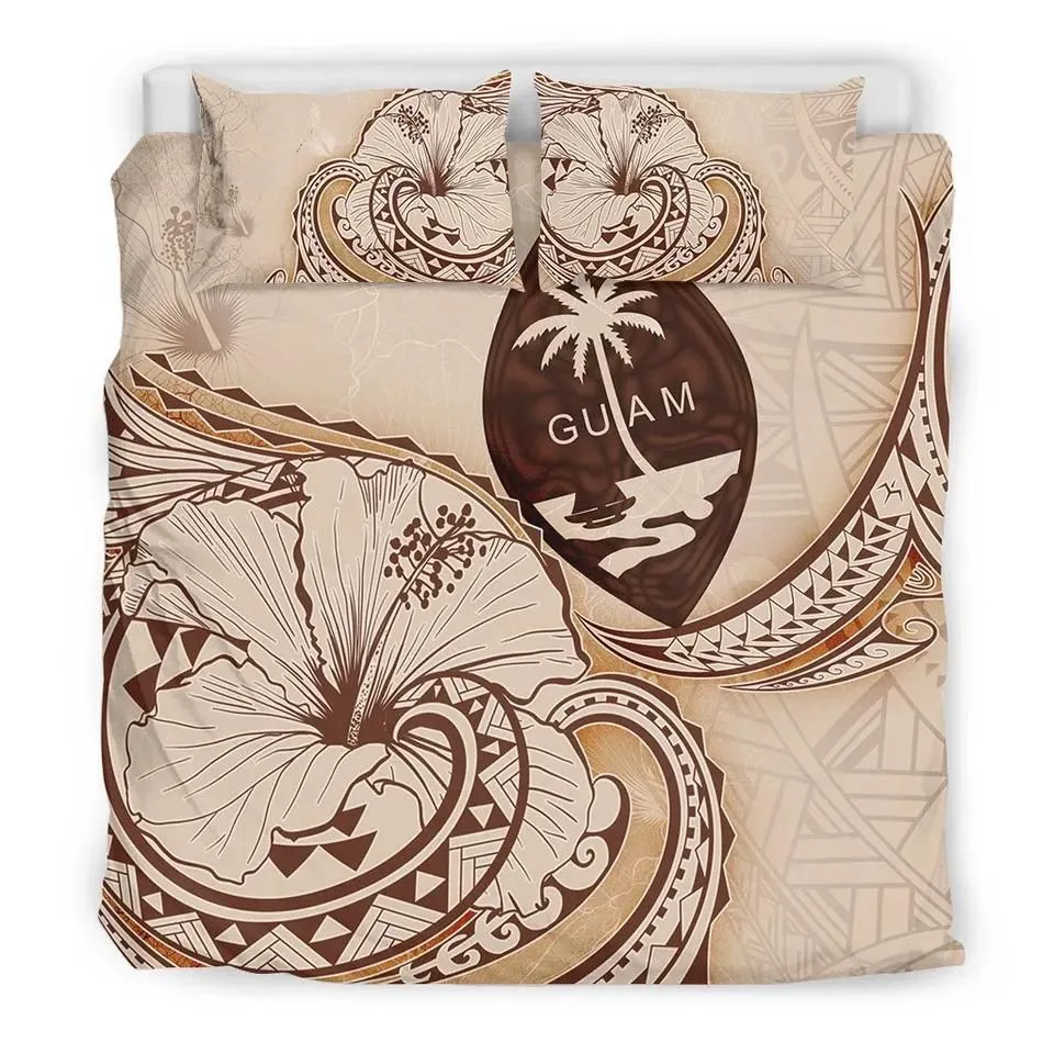 Vibe Hoodie Guam Bedding Set - Hibiscus Flower Vintage Style