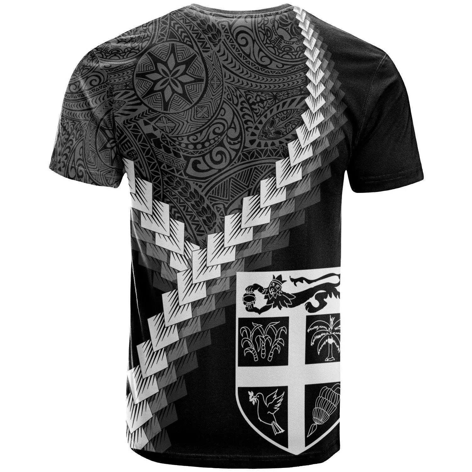 Fiji T-Shirt - Coat Of Arms With Polynesian Tattoo