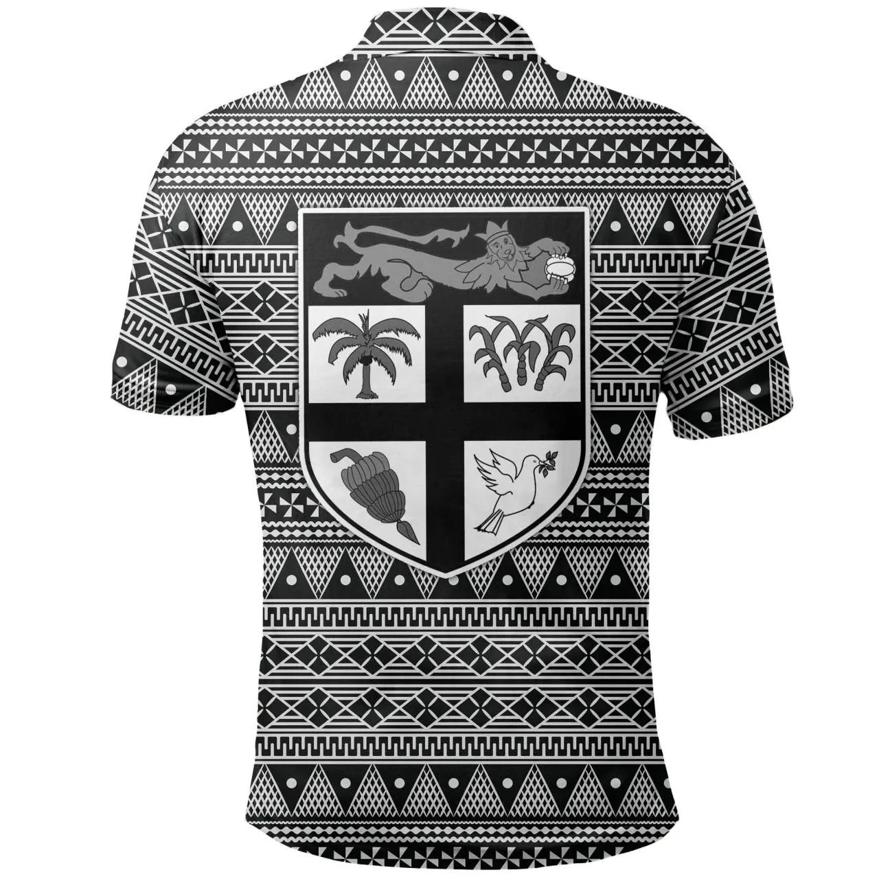 Fiji Polynesian Polo Shirt - Tapa Pattern Rugby Ball
