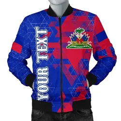 Haiti Personalised Mens Bomber Jacket - National Flag Polygon Style
