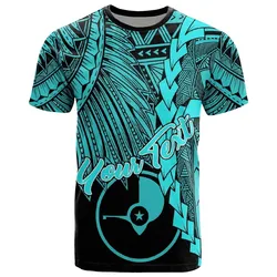Yap Micronesia Custom Personalised T shirt - Tribal Wave Tattoo Neon Blue