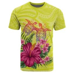 Personalized Hawaii Turtle Hibiscus Flower Polynesian T-Shirt - Dulcie Style - AH