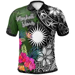Marshall Islands Polo Shirt - Turtle Plumeria Banana Leaf