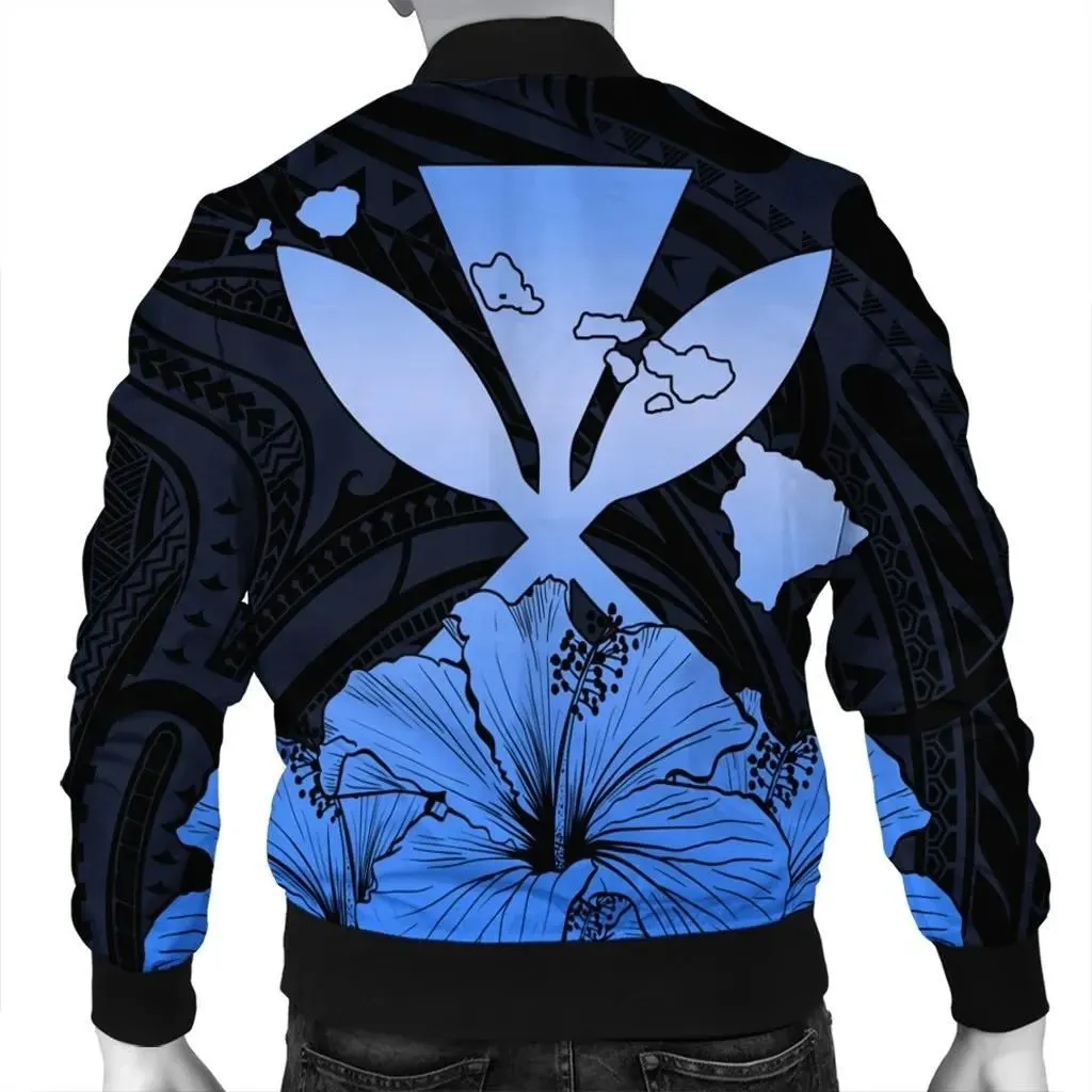 Alohawaii Jacket - Hawaiian Kanaka Bomber Jacket Hibiscus Polynesian Love - Blue - AH - JR