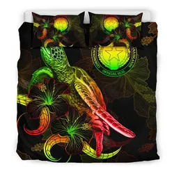 CNMI Polynesian Bedding Set - Turtle With Blooming Hibiscus Reggae