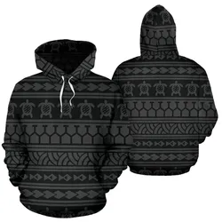 Alohawaii Hoodie - Polynesian Tattoo Tribal Gray Pullover - AH - JR
