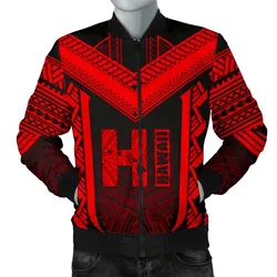 Hawaiian Kanaka Polynesian Mens Bomber Jacket Active Red